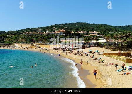 Francia, Var (83), Issambres cornice, Roquebrune sur Argens, Les Issambres, La Gaillarde spiaggia Foto Stock