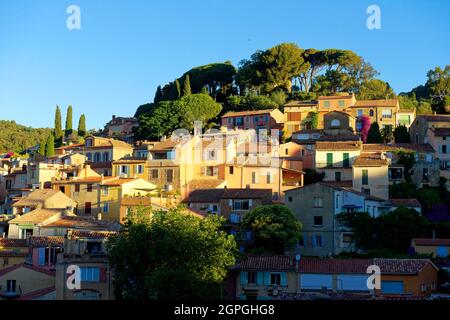 Francia, Var, Bormes les Mimosas, l'antico borgo medievale Foto Stock