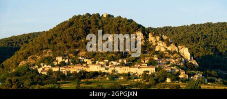 Francia, Vaucluse, Pays des Dentelles de Montmirail distretto, il borgo medievale di Seguret, etichettato Les Plus Beaux Villages de France (i più bei villaggi di Francia) Foto Stock