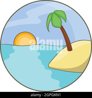 Oceano Tropicale isola con Palm tree icona Illustrazione Vettoriale