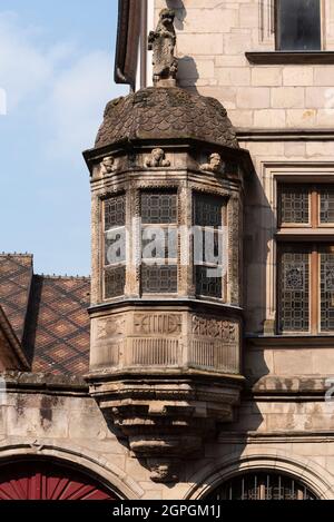Francia, Haute Saone, Luxeuil les Bains, casa 15 ° secolo del cardinale Jouffroy, 16 ° secolo Orielle Foto Stock