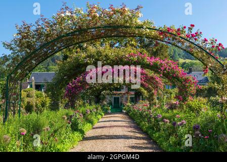 Francia, Eure, Giverny, Fondazione Claude Monet, la casa e il giardino dei fiori Foto Stock