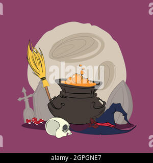 Biglietto di invito o poster con il simbolo di Halloween Illustrazione Vettoriale