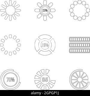 Scaricare il set di icone di stile di contorno Illustrazione Vettoriale