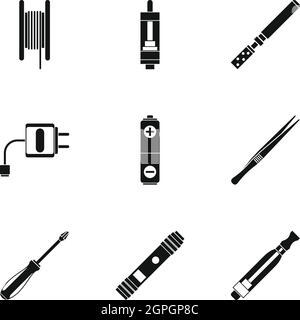Il fumo elettronico sigaretta set di icone Illustrazione Vettoriale