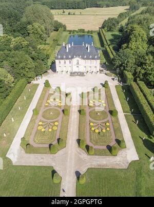 Francia, Calvados, il castello di Vendeuvre (vista aerea) Foto Stock