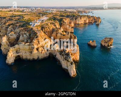 Portogallo, Algarve, Lagos, Ponte da Piedade (vista aerea) Foto Stock