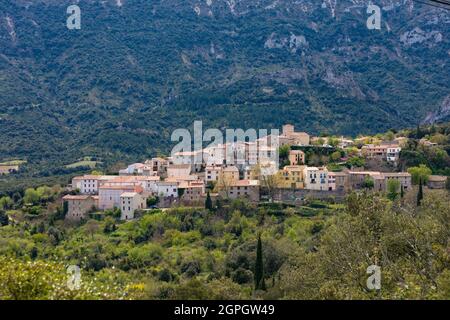 Francia, Aude, Duilhac-sous-Peyrepertuse villaggio Foto Stock