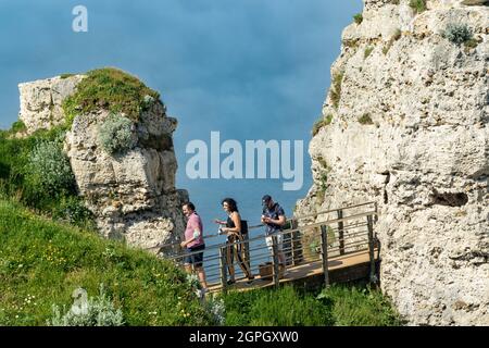 Francia, Seine Maritime, Etretat, Cote d'Abatre, le Demoiselles, La sala Demoiselles Foto Stock