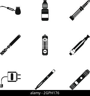 Sigaretta elettronica set di icone, stile semplice Illustrazione Vettoriale