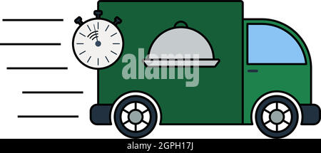 Fast Food Delivery Car Icon Stock Vector