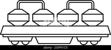 Carro ferroviario per il cemento, l'icona di stile di contorno Illustrazione Vettoriale