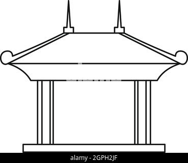 Padiglione pagoda di icona di stile di contorno Illustrazione Vettoriale