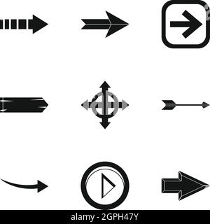 Tipi di frecce set di icone, stile semplice Illustrazione Vettoriale