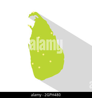 Sri Lanka mappa verde icona, stile piatto Illustrazione Vettoriale