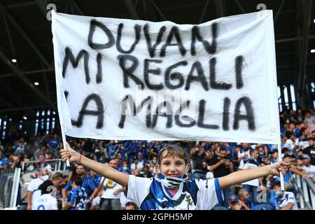 Bergamo, Italia. 29 settembre 2021. Atalanta sostenitori durante Atalanta BC vs Young Boys, UEFA Champions League partita di calcio a Bergamo, Italia, Settembre 29 2021 credito: Agenzia indipendente di Foto/Alamy Live News Foto Stock