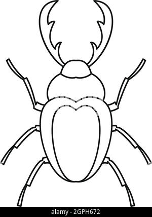 Stag beetle icona, stile contorno Illustrazione Vettoriale