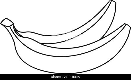 Banana icona di frutta, stile contorno Illustrazione Vettoriale