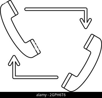 Ricevitori con frecce icona, stile contorno Illustrazione Vettoriale