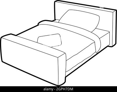 Letto doppio icona isometrica 3d style Illustrazione Vettoriale