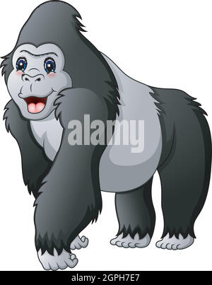 Illustrazione vettoriale di Cartoon divertente gorilla Illustrazione Vettoriale