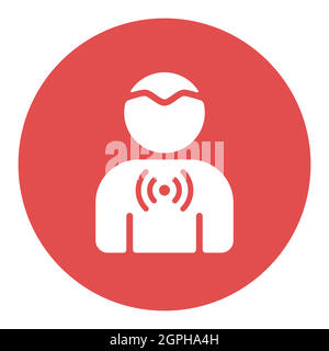 Nuovi sintomi di Coronavirus mal di gola vettore glyph bianco icona Illustrazione Vettoriale