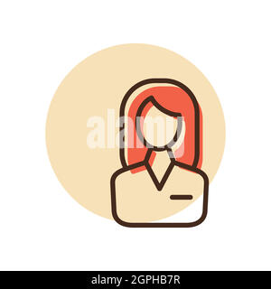 Icona utente dell'icona di contorno donna. Segno di affari Illustrazione Vettoriale