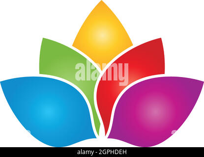 Foglie di colore, fiore, pittore, benessere, logo Illustrazione Vettoriale