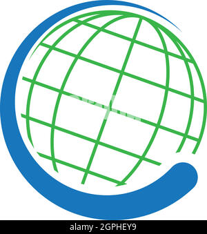 Globo, terra e gocce, globo terrestre, riciclaggio, logo, icona Illustrazione Vettoriale