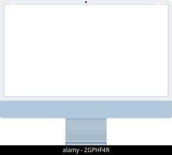 Monitor per computer imac di nuovo modello moderno, disegno vettoriale a disegno piatto Illustrazione Vettoriale