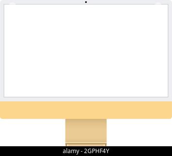 Monitor per computer imac di nuovo modello moderno, disegno vettoriale a disegno piatto Illustrazione Vettoriale
