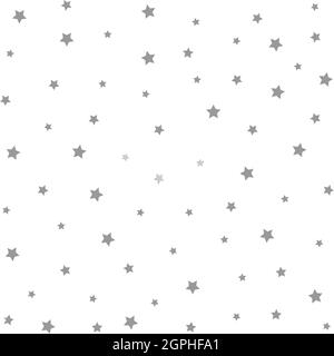 Illustrazione vettoriale con stelle senza giunture di colore grigio su sfondo bianco Illustrazione Vettoriale