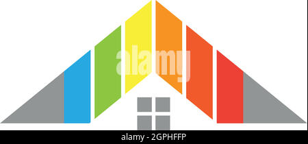 Casa in vernice, pittore, logo, sfondo Illustrazione Vettoriale
