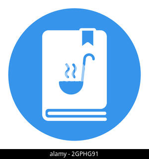 Icona glyph bianco vettoriale libro di cucina o libro di cucina. Ricettario Illustrazione Vettoriale