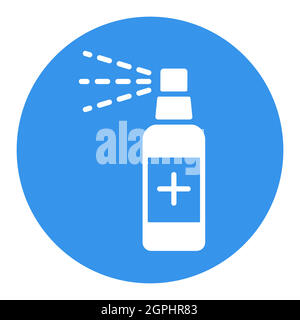 Disinfettante spray antibatterico, disinfettante per le mani glyph bianco Illustrazione Vettoriale