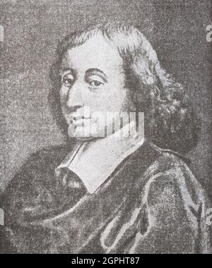 Blaise Pascal. Incisione medievale. Foto Stock