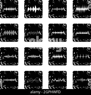 Onda sonora set di icone, stile semplice Illustrazione Vettoriale