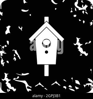 Icona Bird House, stile grunge Illustrazione Vettoriale