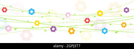 flowers on strings background for spring Stock Vector