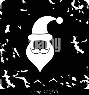 Cappello e barba con baffi di Santa Claus icona Illustrazione Vettoriale