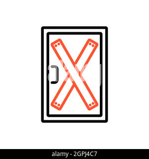 Sportello chiuso, installazione di schede sulla porta Illustrazione Vettoriale