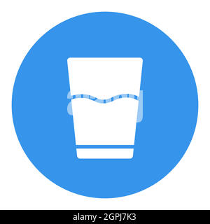 Vetro di acqua vettore glyph icona bianca. Apparecchio da cucina Illustrazione Vettoriale