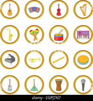 Strumenti musicali set di vettore, stile cartoon Illustrazione Vettoriale