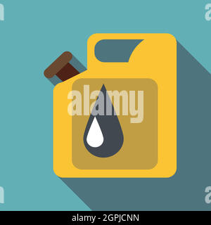 Canister per la benzina, icona di stile piatto Illustrazione Vettoriale