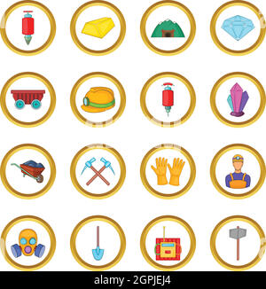 Vettore di data mining set, stile cartoon Illustrazione Vettoriale