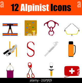 Alpinist Icon Set Stock Vector