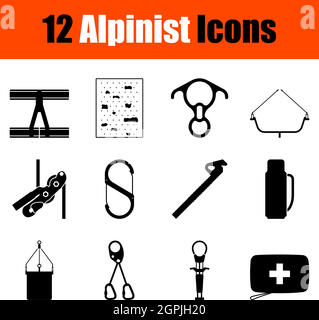 Alpinist Icon Set Stock Vector