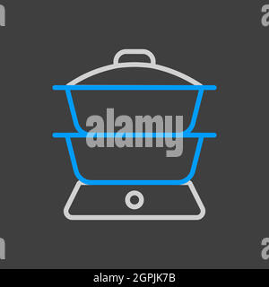 Icona vettore caldaia doppia. Apparecchio da cucina Illustrazione Vettoriale