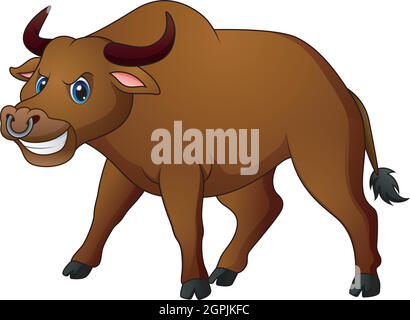 Illustrazione vettoriale del cartone animato Angry bull Illustrazione Vettoriale