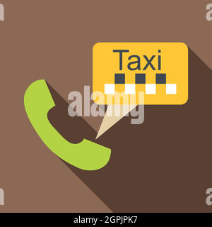 Taxi icona telefono, stile piatto Illustrazione Vettoriale